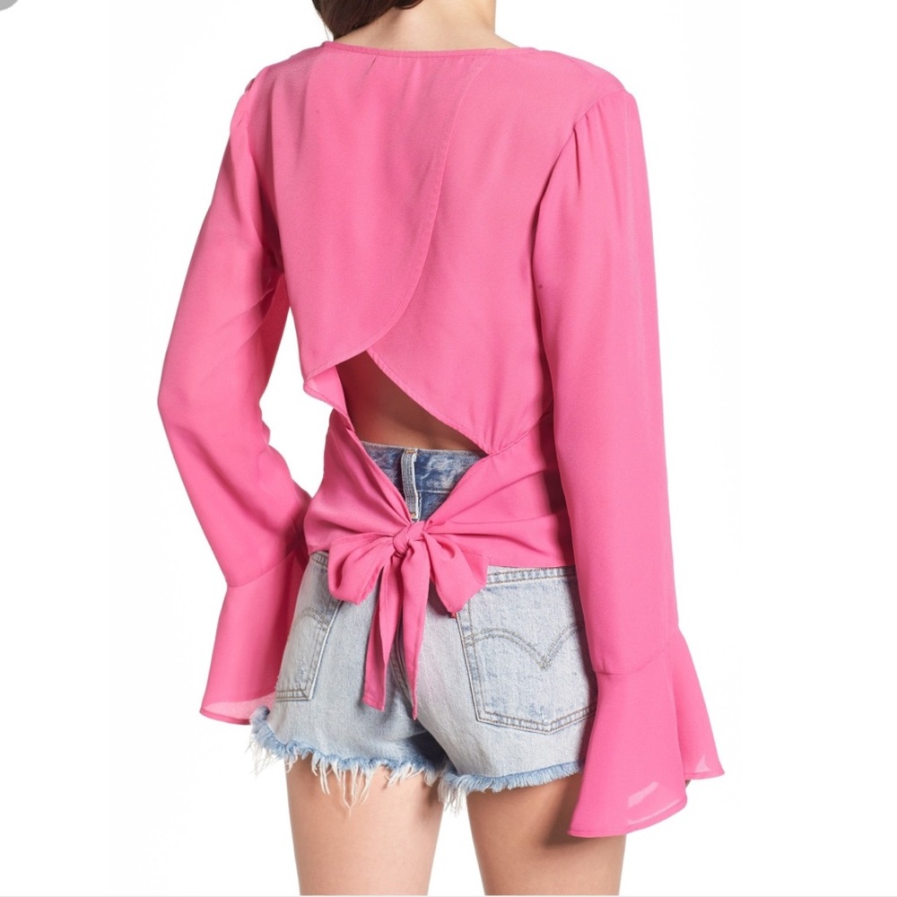 Long sleeve tie up blouse